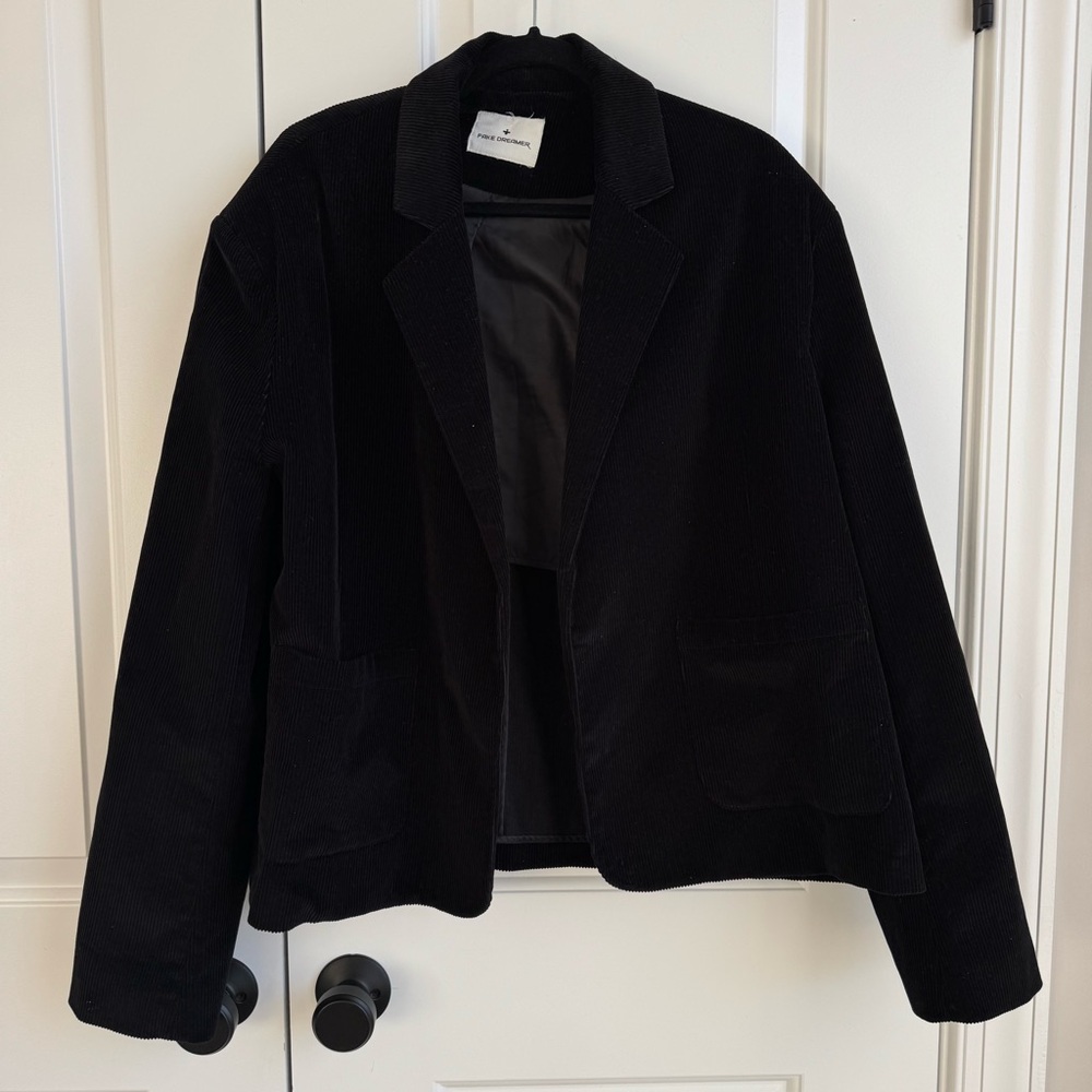 Fake Dreamer Black Corduroy Oversized Blazer